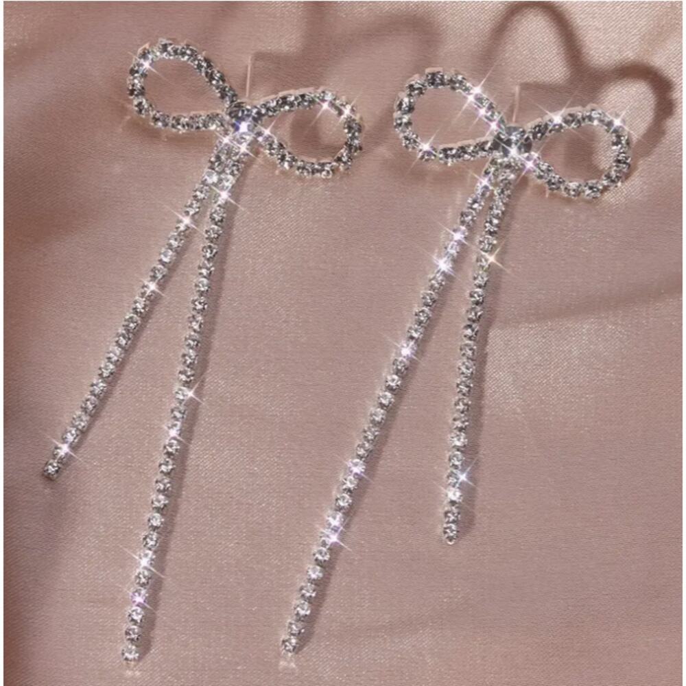 NEW - Bowknot tassel earrings, bow jewelry, dangle bowknot, coquette bow